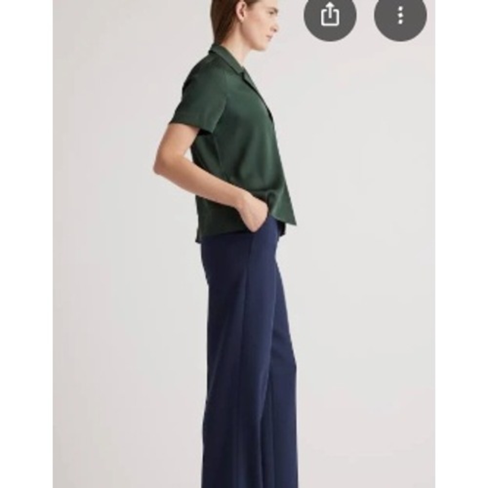 Quince forest green silk Washable Stretch xs collar cooling summer slow fashion